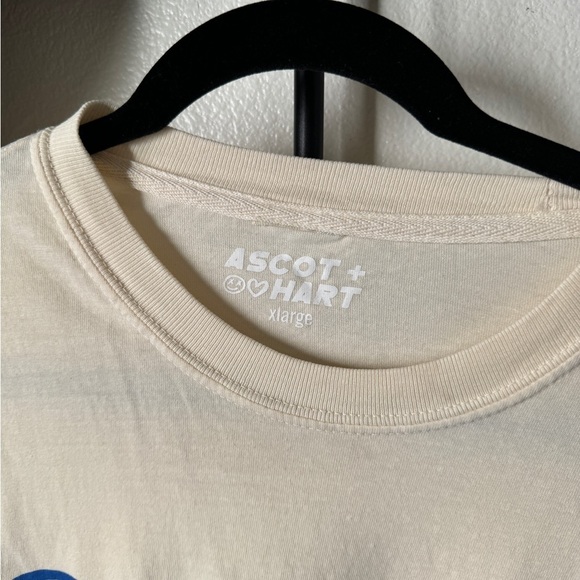 Ascot & Hart ivory blue Dallas graphic oversized T-shirt tee shirt top vintage - Picture 2 of 4